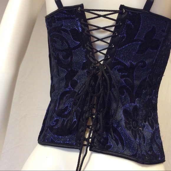 PLUS SIZE Frederick’s Hollywood Corset Black Blue - Picture 3 of 7